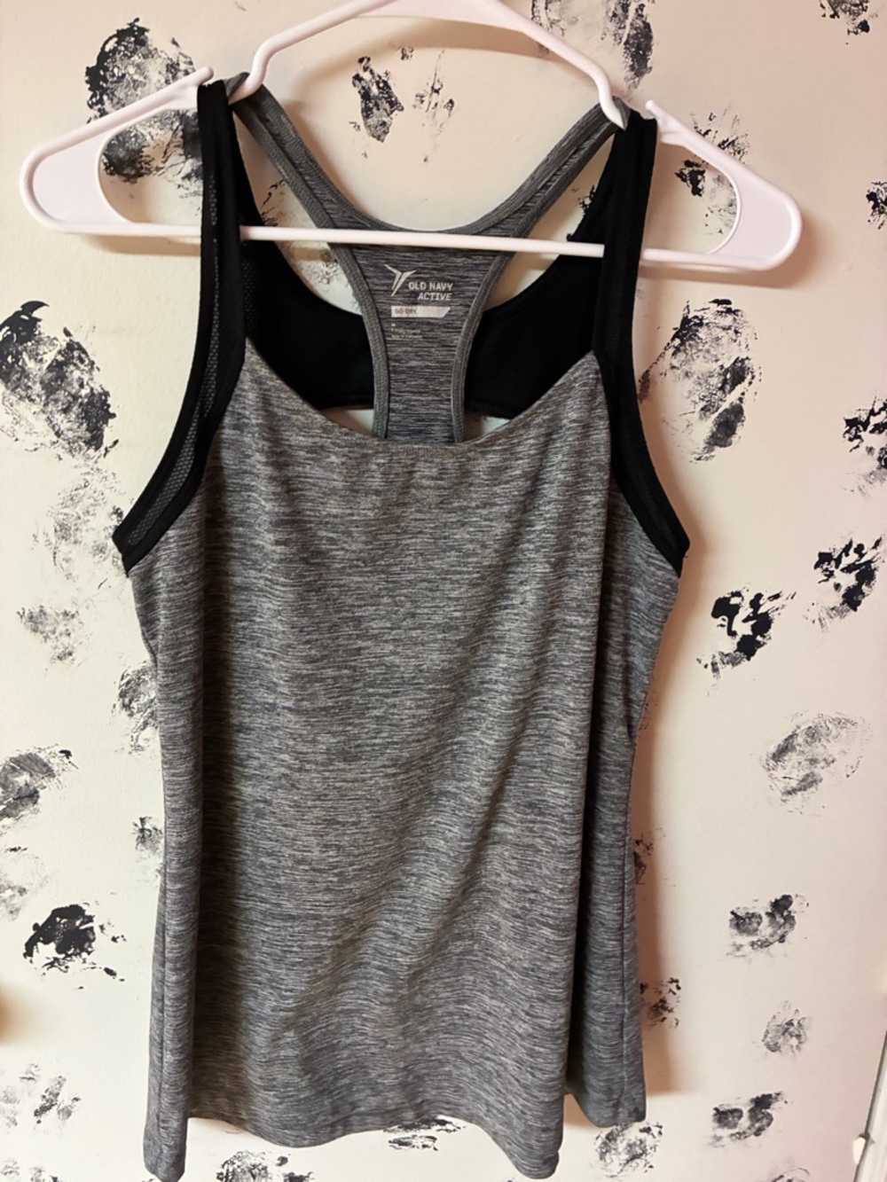 Old Navy Active Gray and Black Racerback Tank Top